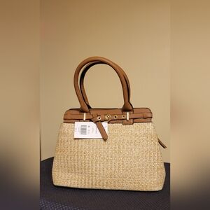 Elegant Tan and Cream Women's Handbag